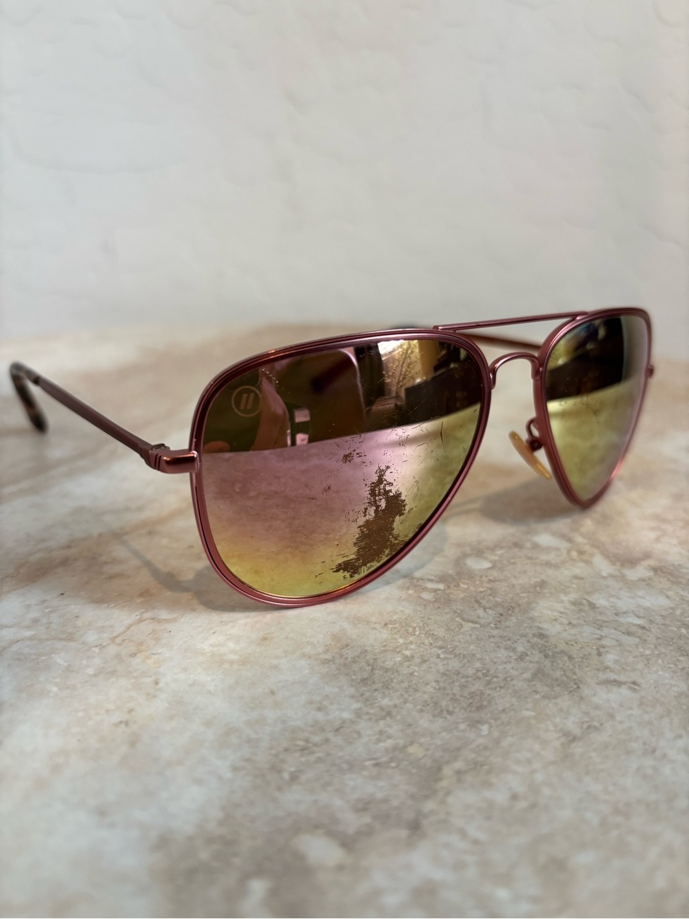 Blenders Ashley Kidd Aviator Metal Frame Sunglasses in Rose Gold